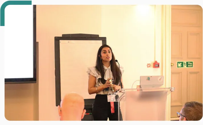 Amardeep Sirha, co-founder and director of amarti, speaking at an industry event